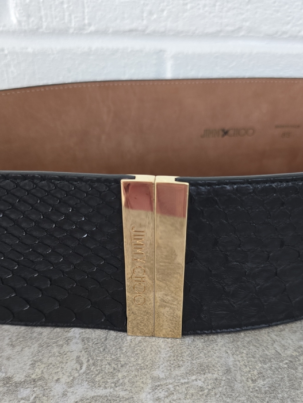 Jimmy Choo Black Exotic Leather Belt Size 85cm / 33.5"